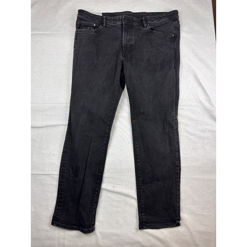 H&M Regular Fit Jeans Mens 38x32‎ Washed Black Denim Straight Leg Pants